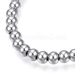 Non-Tarnish 201 Stainless Steel Round Beaded Stretch Bracelet for Men Women&nbsp;BJEW-N017-163A-01