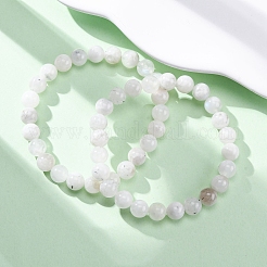 Natural Moonstone Round Beaded Stretch Bracelets for Men Women&nbsp;BJEW-G743-01G