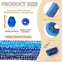 12Strands 12 Colors Transparent Glass Beads Strands&nbsp;EGLA-TA0013-24E