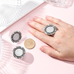 Vintage Adjustable Iron Finger Ring Components Alloy Cabochon Bezel Settings&nbsp;X-PALLOY-O039-08AS