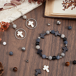 DIY Cross & Round Natural & Synthetic Gemstone Beads Bracelets Making Kits&nbsp;DIY-SC0027-54