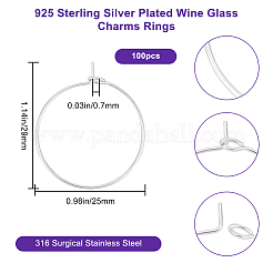 100Pcs 316 Surgical Stainless Steel Wine Glass Charms Rings&nbsp;STAS-BBC0005-97B
