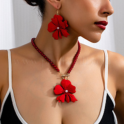 Alloy Flower Pendant Jewelry Set&nbsp;FS-WG6F8AE-01