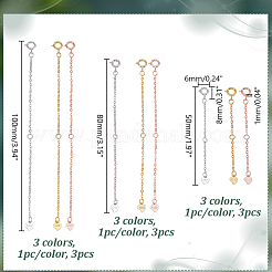  9Pcs 9 Styles 925 Sterling Silver Chain Extender&nbsp;FIND-GA0004-23