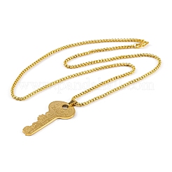 Key 201 Stainless Steel Pendant Necklace&nbsp;NJEW-F320-01G