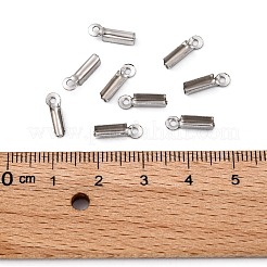 Tarnish Resistant 201 Stainless Steel Fold Over Crimp Cord Ends&nbsp;STAS-R055-07
