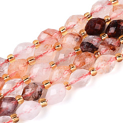 Natural Hematoid Quartz/Ferruginous Quartz Beads Strands&nbsp;G-N342-35-8x6-13