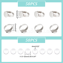 DIY Blank Dome Flat Round Finger Ring Making Kit&nbsp;DIY-UN0004-51