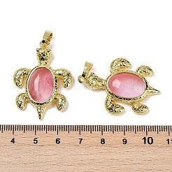 Cherry Quartz Glass & Brass Pendants&nbsp;KK-F887-01G-17