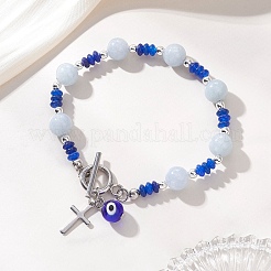 304 Stainless Steel & Lampwork Charm Bracelets&nbsp;BJEW-JB13111