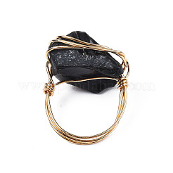 Irregular Raw Natural Gemstone Braided Finger Ring&nbsp;G-S359-378