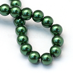 Baking Paint Pearlized Glass Pearl Round Bead Strands&nbsp;X-HY-Q330-8mm-75