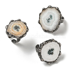 Natural Sunflower Druzy Agate & Brass Cuff Rings for Women&nbsp;GG-CBA086A-01