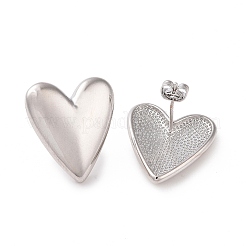 Brass Heart Stud Earrings for Women&nbsp;EJEW-C008-26P