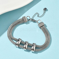 304 Stainless Steel Mesh Chains Bracelets for Women&nbsp;BJEW-D344-02P