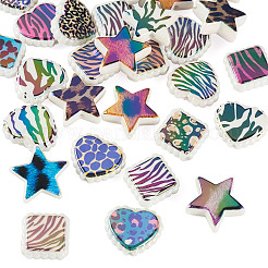 30Pcs 3 Styles Rainbow Iridescent Printed Opaque Acrylic Beads&nbsp;OACR-TA0004-52C