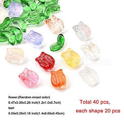 40Pcs 2 Styles Transparent Glass Beads&nbsp;GLAA-FP0001-26