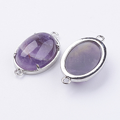 Brass Natural Amethyst Links connectors&nbsp;G-E398-03D