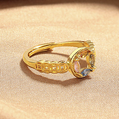 Adjustable Brass Pave Cubic Zirconia Finger Rings for Women&nbsp;WG2F3CA-01