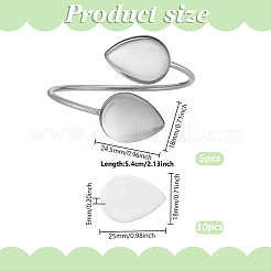 5Pcs Teardrop 304 Stainless Steel Blank Bangle&nbsp;STAS-HY0001-75