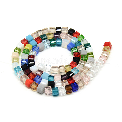 Faceted Transparent Glass Cube Beads Strands&nbsp;GLAA-R163-8c8-01