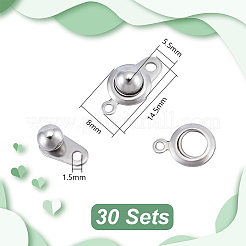30Sets 201 Stainless Steel Snap Clasps&nbsp;STAS-UN0062-05