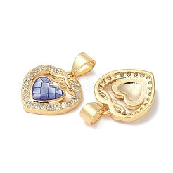 Rack Plating Brass Enamel Micro Pave Clear Cubic Zirconia Pendants&nbsp;KK-K380-04G