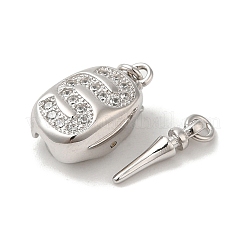 Rhodium Plated 925 Sterling Silver Micro Pave Clear Cubic Zirconia Bayonet Clasps&nbsp;STER-G038-15P