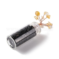 Chip Natural Black Obsidian & Citrine Display Decorations&nbsp;DJEW-D005-01R-06