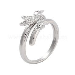 Brass Micro Pave Cubic Zirconia Bird Open Cuff Rings Set for Women&nbsp;RJEW-U002-11P
