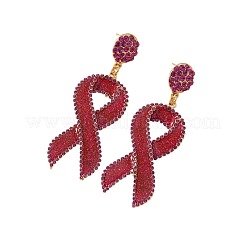 Awareness Ribbon Alloy Rhinestone Dangle Stud Earrings&nbsp;FS-WGFB19B-01