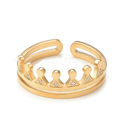 Crystal Rhinestone Crown Open Cuff Ring&nbsp;RJEW-I096-02G