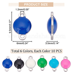 60Pcs 6 Colors 304 Stainless Steel Enamel Connector Charms&nbsp;STAS-DC0011-24