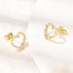 Valentine's Day Brass Micro Pave Clear Cubic Zirconia Stud Earrings&nbsp;EJEW-D355-01G-02