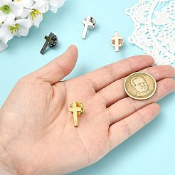 4Pcs 4 Colors Cross Brass Brooches&nbsp;JEWB-CJ0003-54