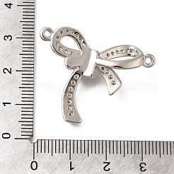 Rack Plating Brass Pave Clear Cubic Zirconia Bowknot Connector Charms&nbsp;KK-I716-28P