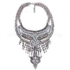 Alloy Crystal Rhinestone Teardrop Trible Floral Chunky Bib Necklaces for Women&nbsp;FS-WGFFCE0-01