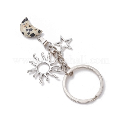 Moon Natural & Synthetic Mixed Stone Pendant Keychain&nbsp;KEYC-JKC01141