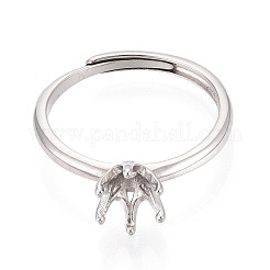 Rhodium Plated 925 Sterling Silver Engagement Solitaire Ring Settings&nbsp;STER-T008-12P