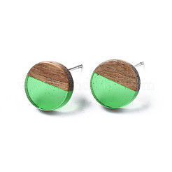 Transparent Resin & Walnut Wood Stud Earrings&nbsp;EJEW-N017-008-A02