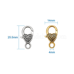 Tibetan Style Alloy Heart Lobster Claw Clasps&nbsp;TIBE-KS0001-02