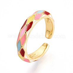 Brass and Enamel Cuff Rings for Women&nbsp;KK-T071-83G