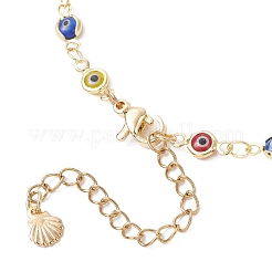 3Pcs 3 Styles Handmade Evil Eye Lampwork Brass Link Chain Anklets for Women&nbsp;AJEW-AN00715