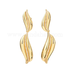 Brass Micro Pave Clear Cubic Zirconia Dangle Stud Earrings for Women&nbsp;EJEW-F418-23G