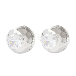 Brass Clear Cubic Zirconia Hoop Earrings&nbsp;EJEW-Q016-08P