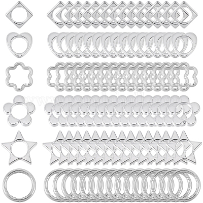 180Pcs 6 Styles 2-Hole CCB Plastic Beads Frame&nbsp;CCB-SP0001-10P-1