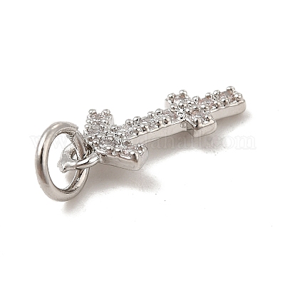 Brass Micro Pave Cubic Zirconia Charms&nbsp;KK-E077-02P-07-1
