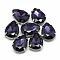 Sew on Rhinestone, Multi-strand Links, Glass Rhinestone, with 201 Stainless Steel Prong Settings, Garments Accessories, Faceted, teardrop, Purple, 25x18x8mm, Hole: 1.2mm
