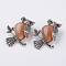 Natural Red Aventurine Pendants, with Alloy Finding, Owl, Antique Silver, 46.5x35.5x11.5mm, Hole: 6x8.5mm