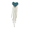 Brass Rhinestone Pendants, Cadmium Free & Lead Free, Heart Tassel, Teal, 78x18.5x2mm, Hole: 1.6mm